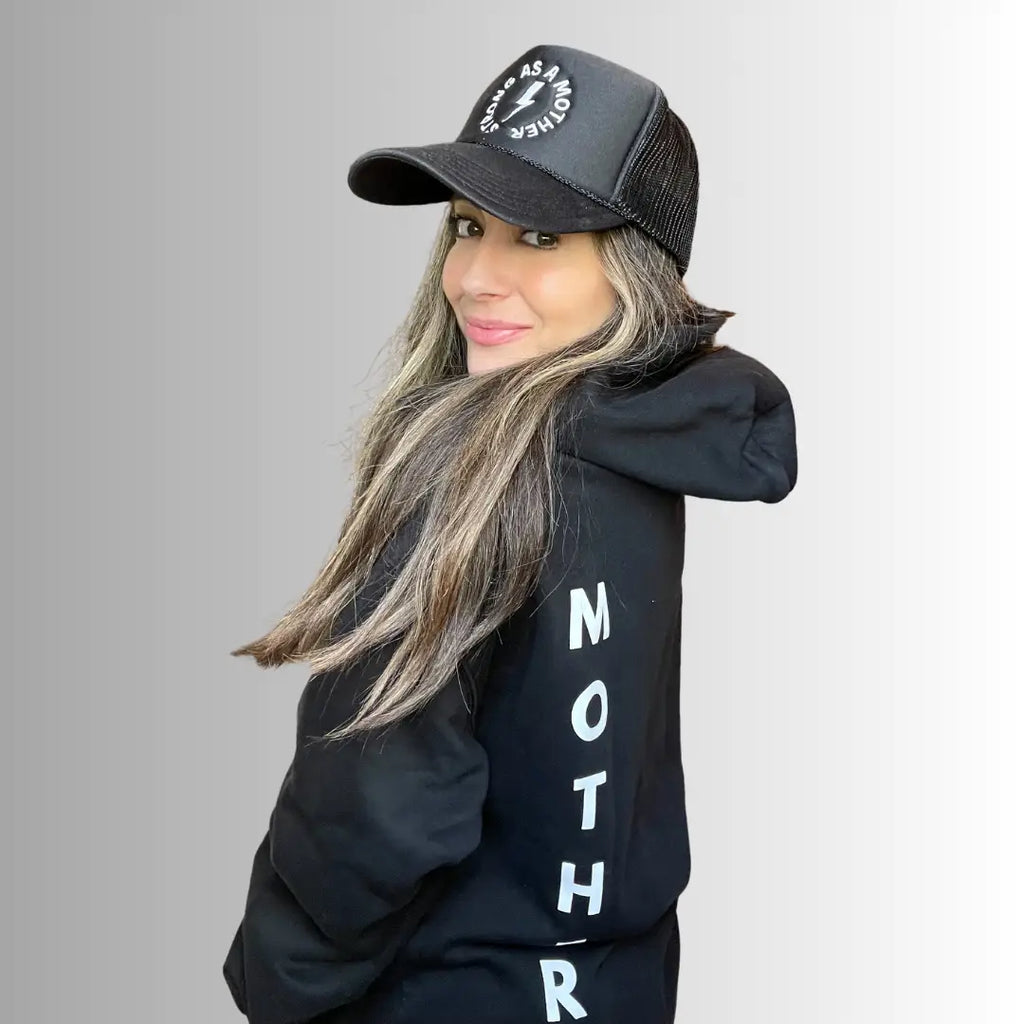 Strong as a mother® Embroidered Trucker Hat - Black