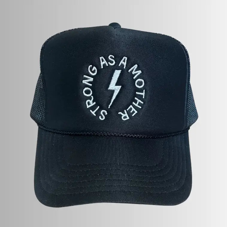 Strong as a mother® Embroidered Trucker Hat - Black